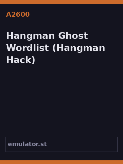 Hangman Ghost Wordlist