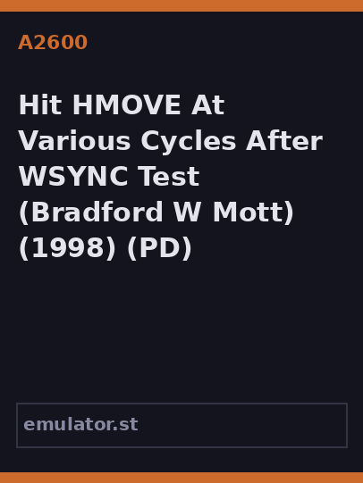 Hit HMOVE At Various Cycles After WSYNC Test