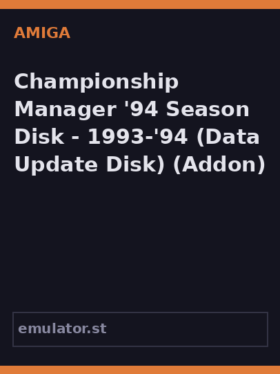 Championship Manager '94 Season Disk - 1993-'94
