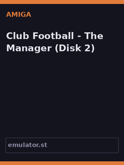 Club Football - The Manager