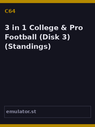 3 in 1 College & Pro Football