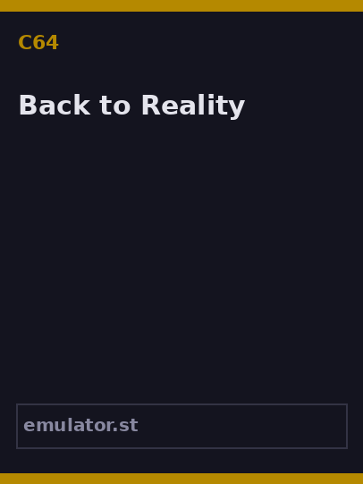 Back to Reality