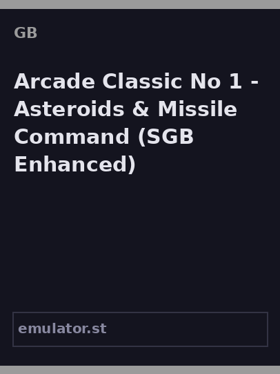 Arcade Classic No. 1 - Asteroids & Missile Command