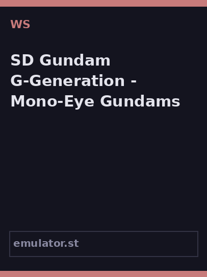SD Gundam G-Generation - Mono-Eye Gundams